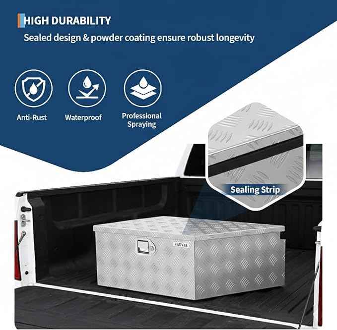 Garvee Heavy Duty Trailer Tongue Box with Lock & Keys, 39" x 16" x 12" Steel Tool Chest Storage Organizer for Utility Trailer, Pickup Truck Bed, RV, SUV and Off-Road Vehicle, Silver