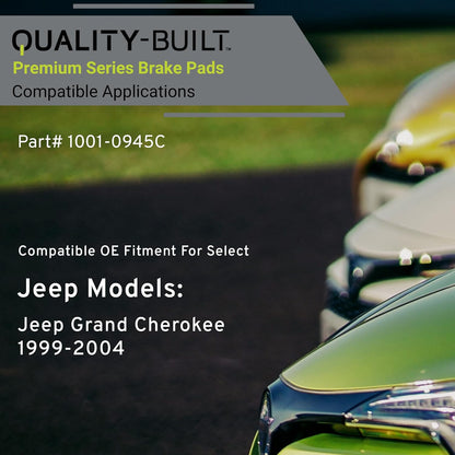 Premium Ceramic Front Brake Pads (1001-0945C) Compatible with Jeep Grand Cherokee 1999-2004