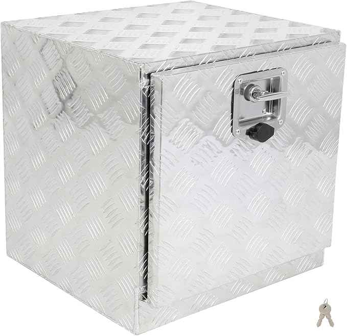 SCITOO 18 Inch Diamond Plate Truck Bed Tool Box,Heavy Duty Aluminum Crossover Storage for Most Full Size Pickups,Lockable Weatherproof Chest,Fits 18" Truck Beds,Easy Access to Load and Unload