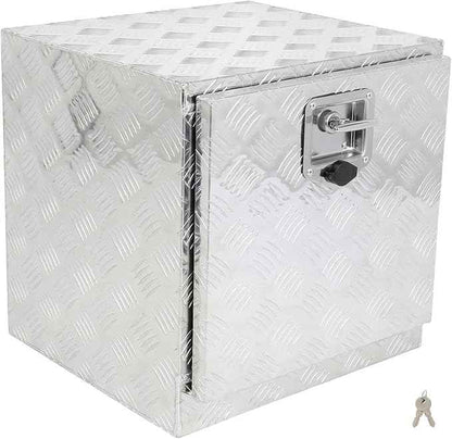 SCITOO 18 Inch Diamond Plate Truck Bed Tool Box,Heavy Duty Aluminum Crossover Storage for Most Full Size Pickups,Lockable Weatherproof Chest,Fits 18" Truck Beds,Easy Access to Load and Unload