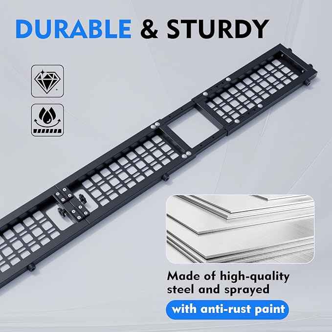 60"-70" Adjustable Truck Bed Divider for Full Size Truck, Cargo Divider for Pickup Truck Bed, MOLLE Panel, Fits Ford F150 Chevy Silverado Gmc Sierra Toyota Jeep Powder Coated Carbon Steel No Drilling