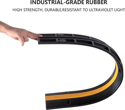 2 Pack Rubber Cable Ramp Hose Cable Protector Ramp 1 Channel 11000Lbs Load Capacity Traffic Speed Bump Wires Power Lines Extension Cord Cover for Indoor Outdoor