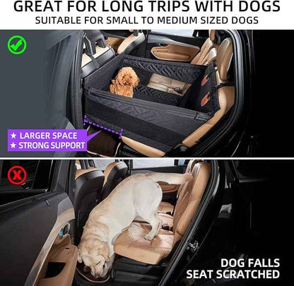 Medium Dog Car Seat,Back Seat Extender for Dogs,Waterproof Large Dog Seat Cover for Backseat, Pet Bed for Car Hammock(Black-s)