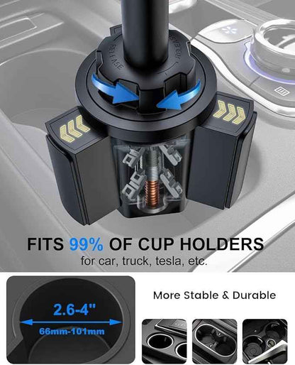 Heavy Duty Cup Holder Tablet Mount wiht Adjustment Metal Arm, iPad Cup Holder Mount for Suvs, Trucks, Compatible with iPad Pro Air Mini, iPhone, Galaxy Z Fold, 4-13" Devices