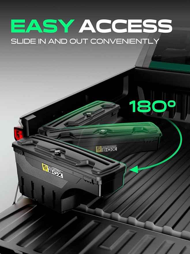YHTAUTO Truck Bed Storage Tool Box Lockable Compatible with 2019 2020 2021 2022 2023 Ford Ranger, Driver Side, Not Fit the Model with Bed Liner, Swing Waterproof Wheel Well Toolbox