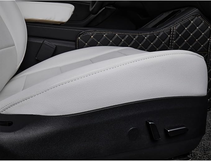 EKR Model Y Seat Covers for Tesla Model Y 2026 (Only for 5 Seats),Waterproof Seat Protectors,Leather Car Seat Cover Full Set,Faux Leather (White)