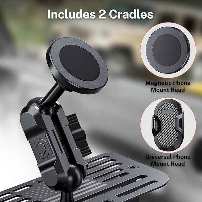 Stainless Steel Phone Mount for 2011-2017 Wrangler JK JKU Magnetic&Clamp Dual Heads All-Metal Shakeproof Original America Flag Design OEM Screws Dash Mount Install