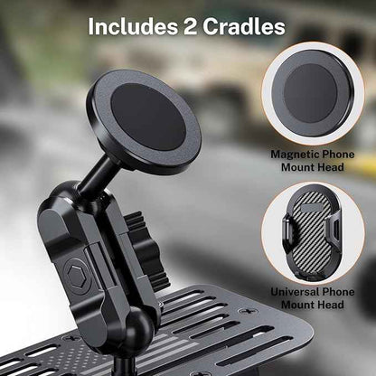 Stainless Steel Phone Mount for 2011-2017 Wrangler JK JKU Magnetic&Clamp Dual Heads All-Metal Shakeproof Original America Flag Design OEM Screws Dash Mount Install
