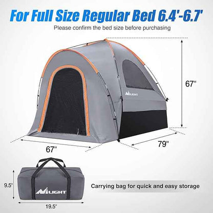 Nilight Truck Bed Tent 6.4 6.5 6.7 FT Pickup Truck Tents with Rainfly Waterproof PU2000mm Double Layer Tent Portable Full Size Regular Tailgate Bed Tent for Truck Camping Outdoor Travel, Orange Grey