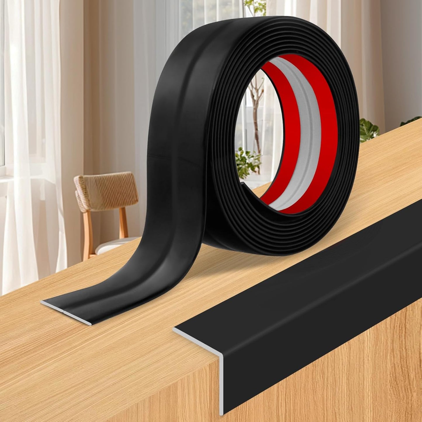 Wall Corner Protector Moulding Trim Peel and Stick Wall Corner Guards Trim Flexible Self Adhesive Edge Protector Moulding, 0.8 in x 40 Ft, Black