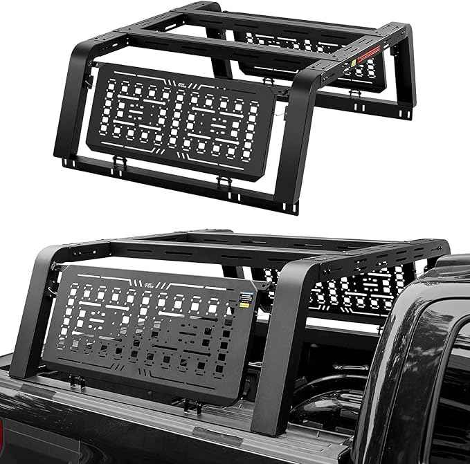 JOYTUTUS Full Size Truck Bed Rack, Overland Bed Racks for Trucks Compatible with F150 F250 F350 Silverado Sierra Ram, 24.6 Inch High Truck Bed Rack for Roof Top Tent, with Foldable Molle Panel
