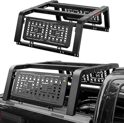 JOYTUTUS Full Size Truck Bed Rack, Overland Bed Racks for Trucks Compatible with F150 F250 F350 Silverado Sierra Ram, 24.6 Inch High Truck Bed Rack for Roof Top Tent, with Foldable Molle Panel