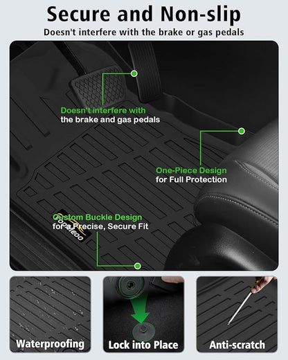 Floor Mats & Cargo Liner Custom Fit for Ford Mustang 2026 2025 2015-2024 (NOT for Mach-E) All Weather TPE Rubber 1st & 2nd Floor Liners Automotive Trunk Mat for Mustang 2025 Accessories, Black