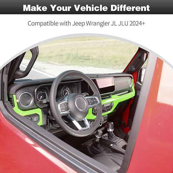 CheroCar for JL Center Console Headlight Air Conditioning Control Panel & Co-Pilot Handle Panel Interior Accessories fit for Jeep Wrangler JL JLU 2024+,Light Green