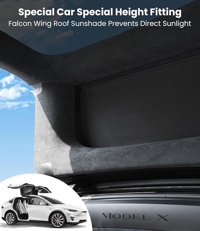 2025 Tesla Model X Accessories Sunshade Roof [No Gaps, Never Sag] 3PCS Front Roof Glass Sun Shade for Model X 2020-2025, Tesla Must Have Accessories 2025 - Black