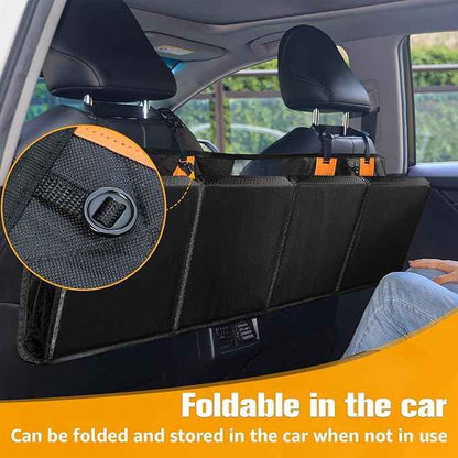 PETICON Back Seat Extender for Dogs, Hard Bottom Dog Car Seat Cover - Supports 400lbs, Rear Seat Pet Cover with Mesh Window, Waterproof Dog Hammock for Car SUV and Trucks