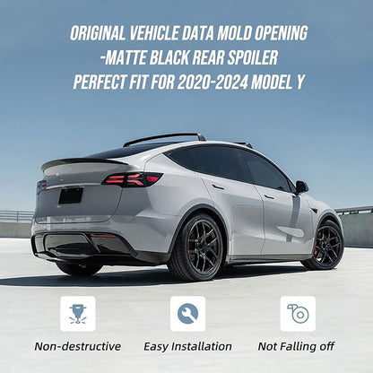 Spoiler Compatible with 2020-2024 Tesla Model Y Matte Black ABS Plastic Rear Trunk Lip Rear Spoiler Wing Model Y Accessories