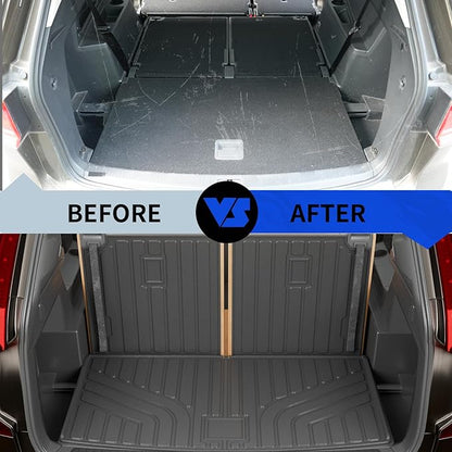 Rongtaod Floor Mats Compatible with 2018-2025 2026 Volkswagen Atlas (NOT for Cross Sport) Trunk Mat Cargo Liner Back Seat Cover 2024 VW Atlas Accessories (Trunk Mat with Backrest Mat+Floor Mats)