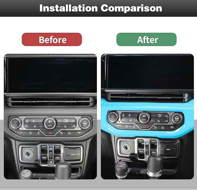 CheroCar for JL Center Console Headlight Air Conditioning Control Panel & Co-Pilot Handle Panel Interior Accessories fit for Jeep Wrangler JL JLU 2024+,Light Blue