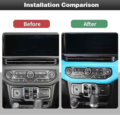 CheroCar for JL Center Console Headlight Air Conditioning Control Panel & Co-Pilot Handle Panel Interior Accessories fit for Jeep Wrangler JL JLU 2024+,Light Blue