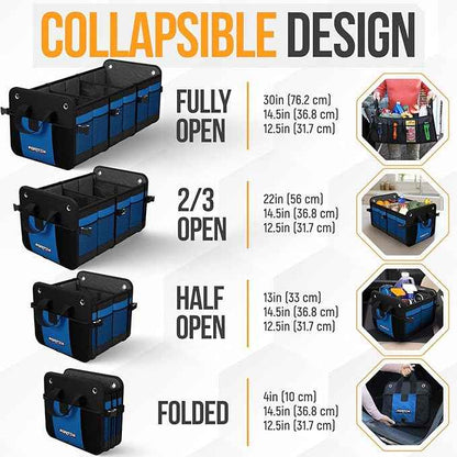 FORTEM Trunk Organizer For SUV Car Organizer and Storage, Multi-Compartment Storage Bag Car Accessories for Women Men, Perfect Christmas Gifts, 1680D Oxford, Non Slip Bottom, Straps, Soft Cover (90L)