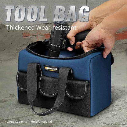 Small Tool Bag, Waterproof Tool Bag Organizer 1680D Tool Bags for Men Heavy Duty, with Multi-Pockets for Electricians, Blue