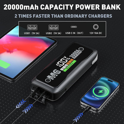 MOSTOOL M6 Car Jump Starter, 3000A Peak 12V Battery Jump Starter Power Pack with LED Display, Compact Portable Jumper Starter Jump Box for Car Battery, for All Gas Engines and Up to 8.0L Diesel