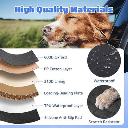 Nobleza Dog Car Seat Cover for Large Dogs, Hard Bottom Waterproof Backseat Extender with Mesh Window & Pocket, 400lbs Heavy Duty Anti-Scratch Non-Slip Pet Hammock for SUV Truck Cars