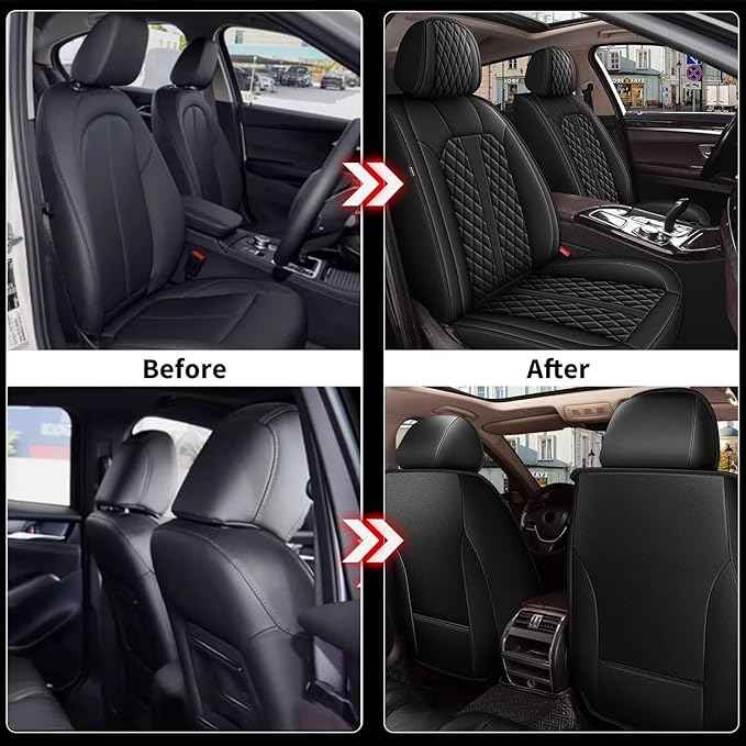 Car Seat Covers Fit for Hyundai Tucson 2005-2025 2026: Front Seats Covers Auto Interior Accessories, Faux Leather Waterproof Seat Cushions Vehical Cover (Black)