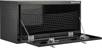 Underbody Truck Box,36 Inch Pickup Storage Box, Aluminum Diamond Plate Tool Boxes with Handle and Keys, Heavy Duty Waterproof Trailer Storage Box with T-Handle Latch for Truck, Van, Trailer, Black