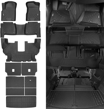 Custom Fit Floor Mats for Nissan Armada 2019-2024 7 Seats, All Weather TPE Floor Liners with Trunk Mat & Backrest Protectors, Odorless Full Set Interior Accessories