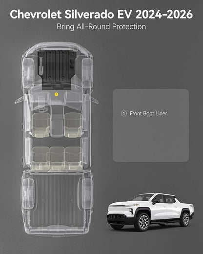 3W Front Cargo Liner Fit for Silverado EV/GMC Sierra EV/Sierra EV Denali 2024 2025 2026 Accessories All Weather TPE Custom Fit Front Trunk Liner for Silverado EV/GMC Sierra EV/Sierra EV Denali
