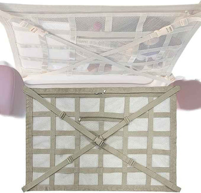 Overhead Car Organizer, Compatible with Jeep Gladiator Sport/Rubicon 2020-2025 Car Roof Storage Net Universal Car Ceiling Storage for Camping Storage Bag,Beige-Medium