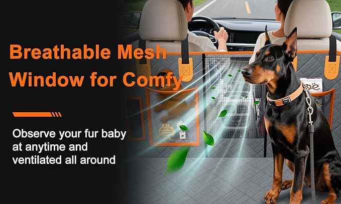 Doglike Military-Grade Dog Car Seat Cover for Back Seat, Hard Bottom Dog Hammock for Car, Pet Bed Extender for 2-4 Large Dogs, Waterproof Seat Protector, L Size Fits for SUV Medium Truck