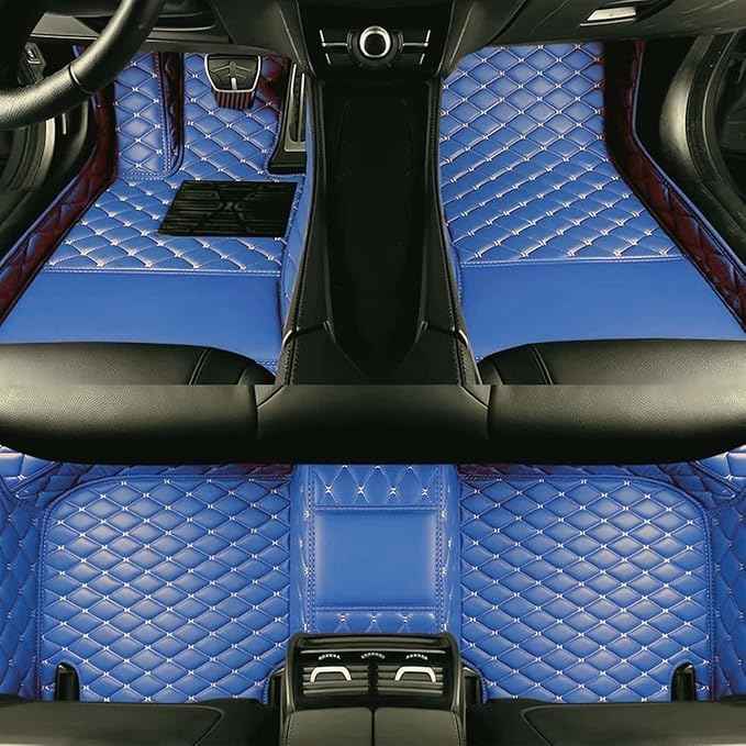 Yaruicar Custom Car Floor Mats for 2002-2026 Cadillac ATS CTS CT6 DTS Escalade Lyriq GT4 Optiq SRX SLS XT4 XT5 XT6 XTS Car Full Coverage Non-Slip Floor Liners (Blue)