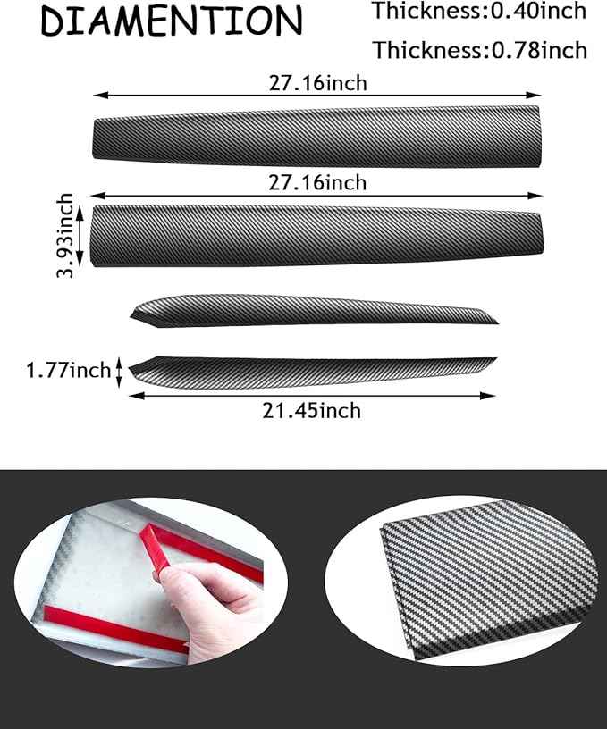 Matte Carbon Fiber Dashboard Cover and Front Door Cover Compatible with Tesla Model 3（2021-2023） and Model y（2019-2024 (Matte Carbon Fiber)