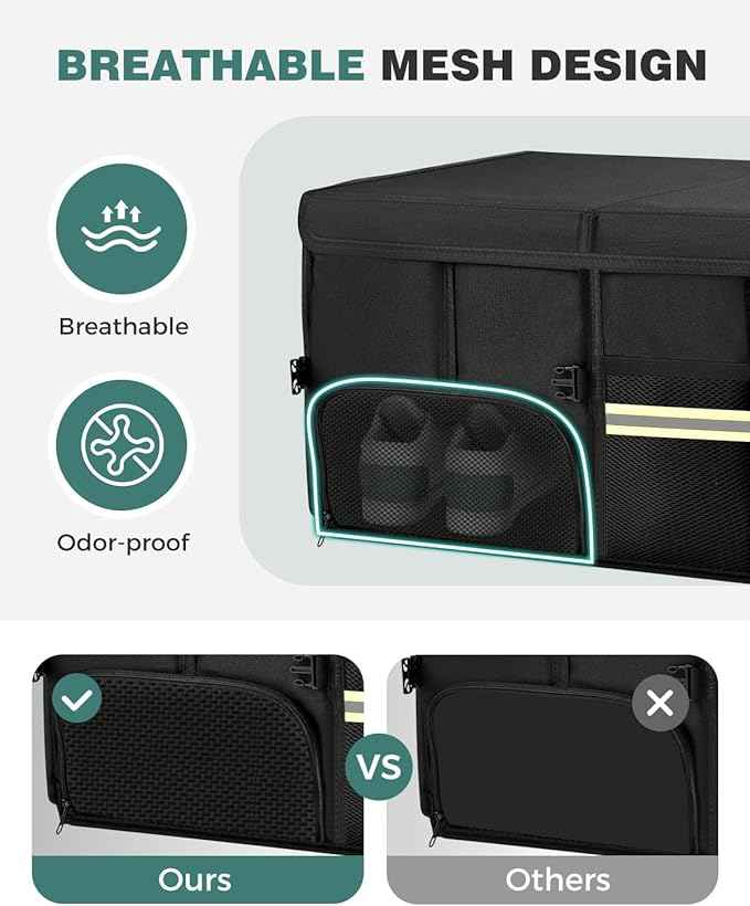 FLORICH Trunk Organizer with Breathable Shoe Storage for Suv, Waterproof Car Organizers Collapsible, Large Trunk Organizer Back Seat Storage for Car