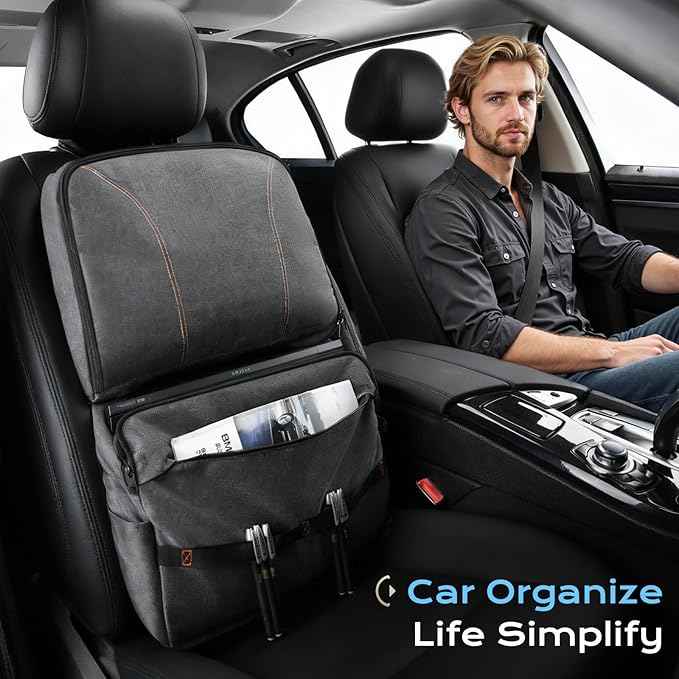 Coverado Backseat Car Organizer 2 Packs, Heavy-Duty Durable Dual-Way Use Car Back Seat Organizer Waterproof with Multi Pockets, Zipper Closure Design, Protect Valuables from Spills, Keeps Car Tidy