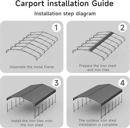 20x30 FT Metal Carport, Enhanced Base and Steel Roof for All-Weather Use, Heavy-Duty Outdoor Garage Galvanized Car Shelter for Bass Boats, Full-Sized Pickup Trucks, and Tractors