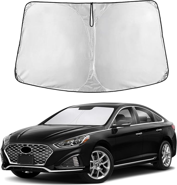EcoNour Windshield Sun Shade Compatible for Hyundai Sonata 2014–2019 | Sedan Front Window Sunshade | Foldable Sun Visor Cover | UV Protection & Heat Reduction
