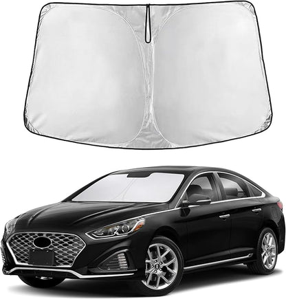 EcoNour Windshield Sun Shade Compatible for Hyundai Sonata 2014–2019 | Sedan Front Window Sunshade | Foldable Sun Visor Cover | UV Protection & Heat Reduction