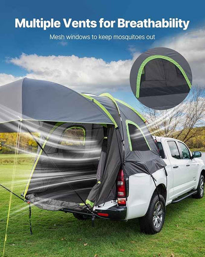 VEVOR Pickup Truck Tent, Fits 5.0-8.2 ft Truck Tents for Camping, Waterproof PU2000 mm 2-3 Person Sleeping Truck Bed Tent, Sturdy Truck Bed Camper Shell with Expandable Awning, Rainfly, Storage Bag