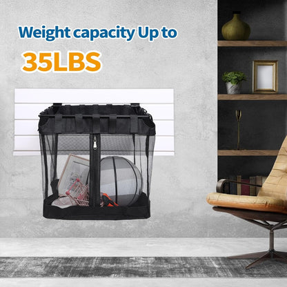 4Pcs Large Slatwall Baskets Mesh Slatwall Baskets with Zipper Mounted Storage Baskets Hanging Slatwall Accessories for Shops Rooms Storage Display Organizing(16 * 12 * 16inch)