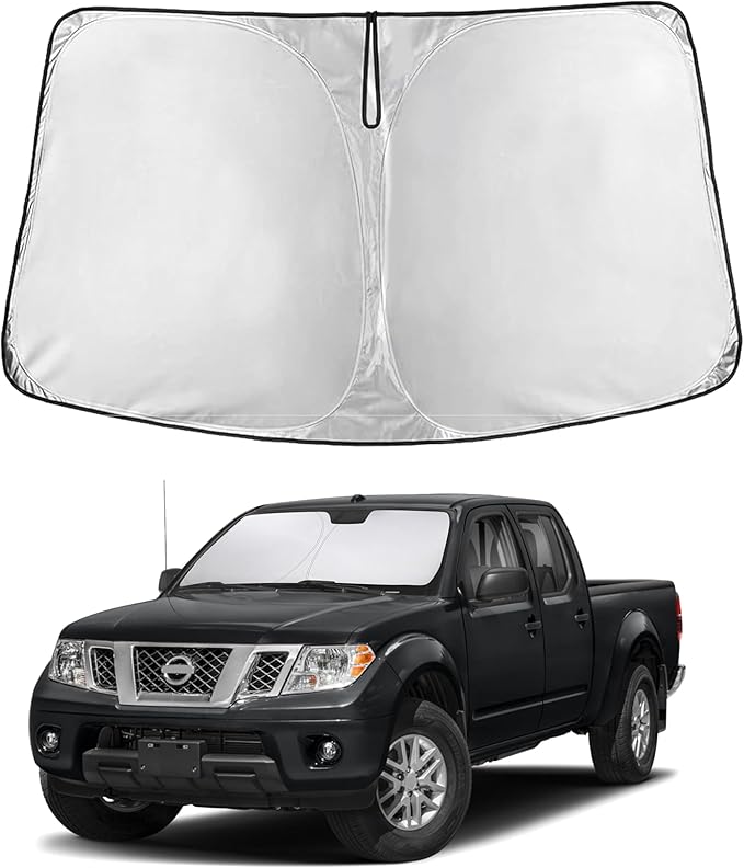 EcoNour Custom Windshield Sun Shade for Nissan Frontier 2006–2021 | Pickup Truck Front Window Heat & UV Shield | Foldable Multi-Layer Sun Cover