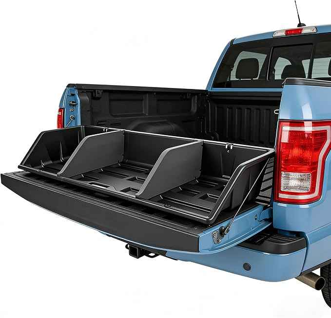 GEARLAST 48 inch Truck Bed Cargo Box, Truck Bed Organizers and Storage,Truck Bed Storage System with Isolation Netting and Tarpaulin, Tailgate-slide Design for Effortless Loading/Unloading