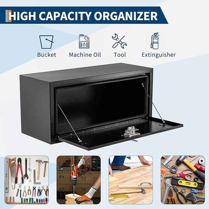 Garvee Black Steel Truck Bed Tool Box, Trailer Tongue Box, Truck Storage Organizer Tool Chest For Truck Bed, RV, Trailer (18 * 18 * 30-Black)