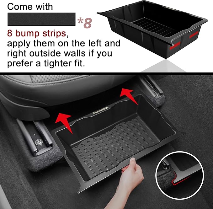 Under Seat Storage Box 2PCS Compatible with 2020-2025 Tesla Model Y Accessories Custom Fit Underseat Organizer Hidden Design Non-slip Underseat Rubbery Bins (NOT for Juniper)