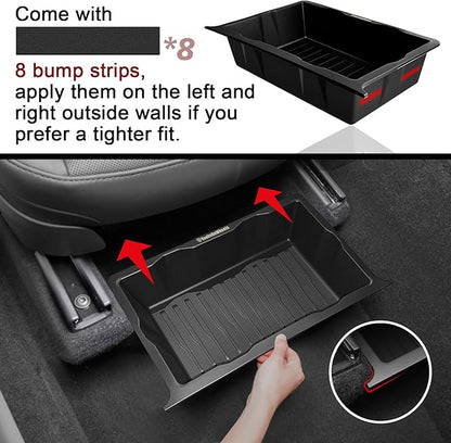 Under Seat Storage Box 2PCS Compatible with 2020-2025 Tesla Model Y Accessories Custom Fit Underseat Organizer Hidden Design Non-slip Underseat Rubbery Bins (NOT for Juniper)