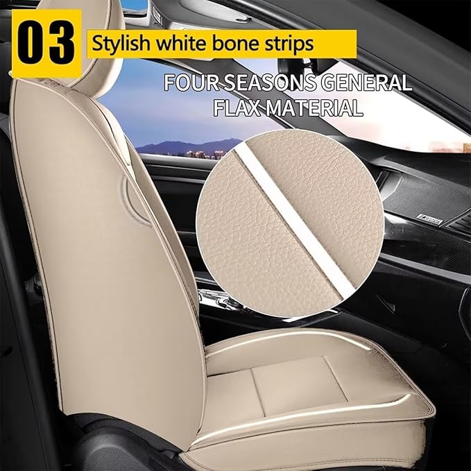 YORKNEIC Front Seat Covers Fit for Cadillac XT5 2017-2025 2026: Faux Leather Car Seat Cover Protector Cushion (2 Front Seat, Beige)