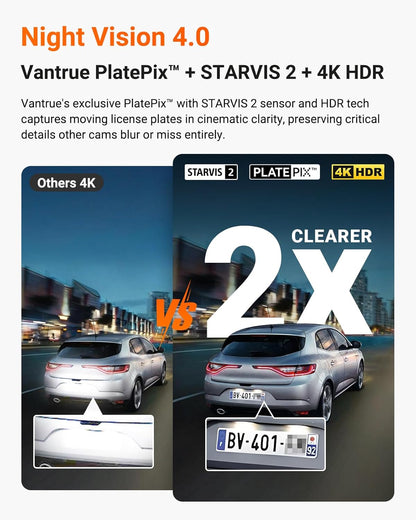 Vantrue N4 Pro S 4K 3 Channel Dash Cam w/Triple STARVIS 2, 4K+1080P+2.5K Front Inside Rear Dash Camera, HDR IR Night Vision, Voice Control, Parking Mode, GPS, Wi-Fi, Support 1TB